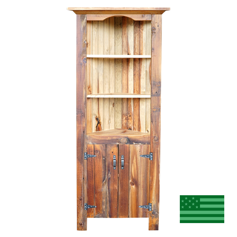 Aura Open Corner Hutch - Reclaimed Barnwood